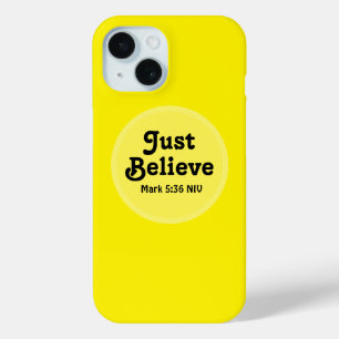 Schattige geel geloven Bijbelvers Wondergeloof iPhone 15 Case