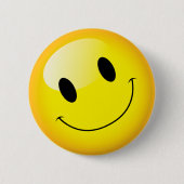 Schattige geel glimlachend gezicht emoticon ronde button 5,7 cm (Voorkant)