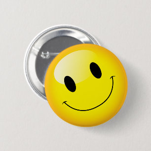 Schattige geel glimlachend gezicht emoticon ronde button 5,7 cm