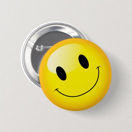 Schattige geel glimlachend gezicht emoticon ronde button 5,7 cm (Voorkant /achterkant)