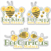 Schattige Geel Groen Waterverf Bijen Leraar Gezegd Sticker (Voorkant)