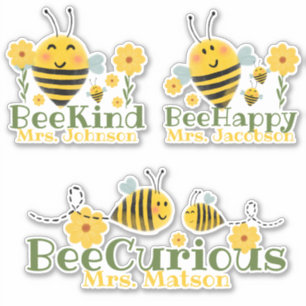 Schattige Geel Groen Waterverf Bijen Leraar Gezegd Sticker