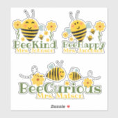 Schattige Geel Groen Waterverf Bijen Leraar Gezegd Sticker (Vel)