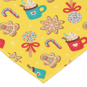 Schattige Geel Groovy Kerst Snoep Gingerbread Korte Tafelloper (Hoek)