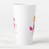 Schattige Geel Haired Meisje Rijden op een Eenhoor Latte Mok (Voorkant)