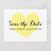 Schattige geel hart Save the date briefkaarten (Voorkant)