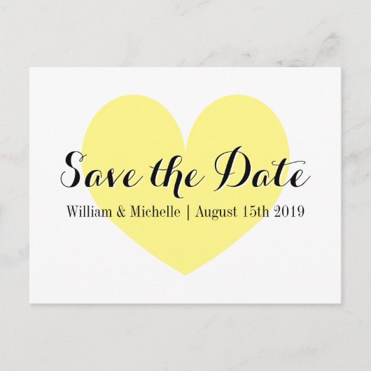 Schattige geel hart Save the date briefkaarten (Voorkant)