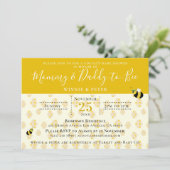 Schattige Geel Honingraat Bee Couple's Baby shower Kaart (Staand voorkant)
