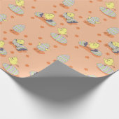 Schattige geel kippenpatroon paaswikkelpapier cadeaupapier (Hoek)