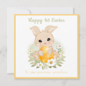 Schattige geel konijntje neutraal eerste paasfeest kaart (Voorkant)