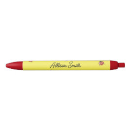 Schattige geel lieveheersbeestje zwarte inkt pen