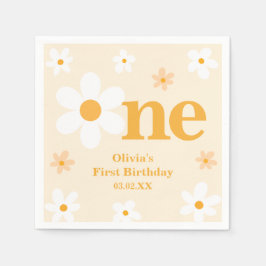 Schattige geel madeliefje een verjaardag meisje servet