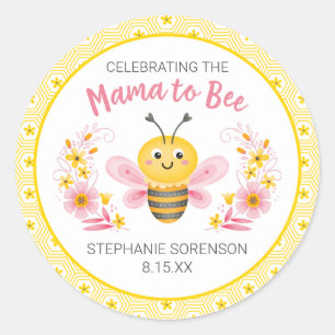 Schattige geel Mama naar Bee Baby shower Classic R Ronde Sticker