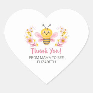 Schattige geel mama naar bijen Baby shower dank u Hart Sticker