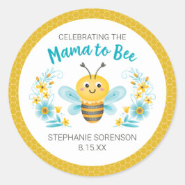Schattige geel mama naar bijen Baby shower Ronde Sticker