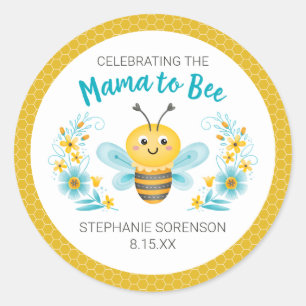 Schattige geel mama naar bijen Baby shower Ronde Sticker