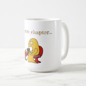 Schattige geel monsterlezen in een café koffiemok (Voorkant rechts)