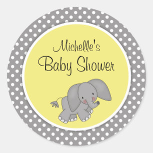Schattige geel olifant genderneutraal Baby shower Ronde Sticker