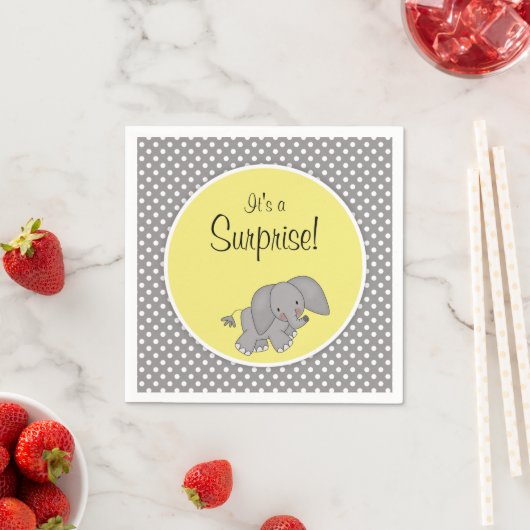 Schattige geel olifant genderneutraal Baby shower Servetten (Insitu)