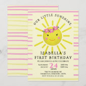 Schattige geel Onze kleine zonneschijn 1e verjaard Kaart (Voorkant / Achterkant)