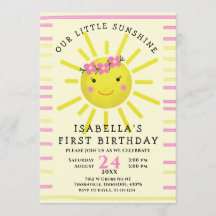 Schattige geel Onze kleine zonneschijn 1e verjaard