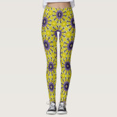 Schattige geel Paarse caleidoscoop geometrisch pat Leggings (Voorkant)