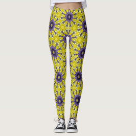 Schattige geel Paarse caleidoscoop geometrisch pat Leggings