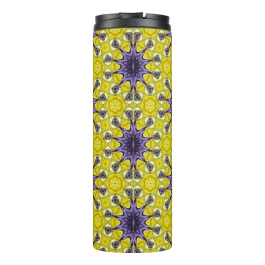 Schattige geel Paarse caleidoscoop geometrisch pat Thermosbeker (Achterkant)