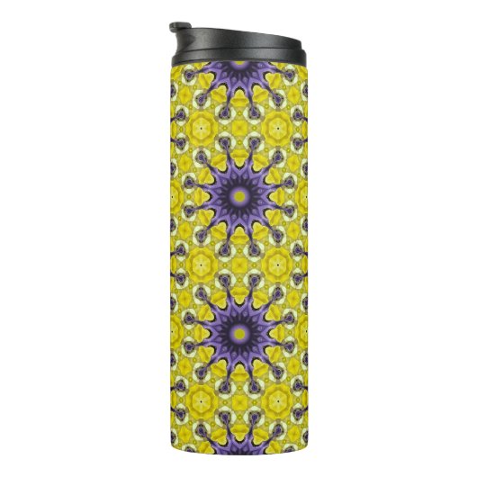 Schattige geel Paarse caleidoscoop geometrisch pat Thermosbeker (Geroteerd rechts)