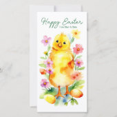 Schattige geel paaschick pastel Waterverf Feestdagenkaart (Voorkant)