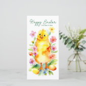 Schattige geel paaschick pastel Waterverf Feestdagenkaart (Staand voorkant)