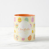 Schattige geel paaseierpatroon gepersonaliseerde n mok (Midden)