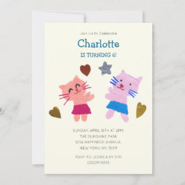 Schattige Geel Papier collage katten & geschenken Kaart