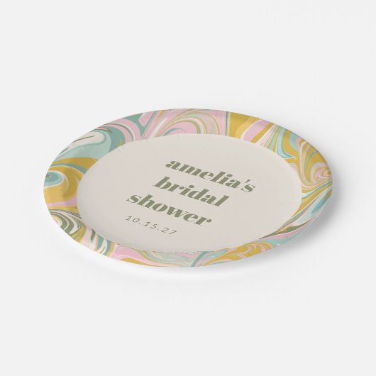 Schattige geel pastel Abstract aangepaste Vrijgeze Papieren Bordje (Gekanteld)