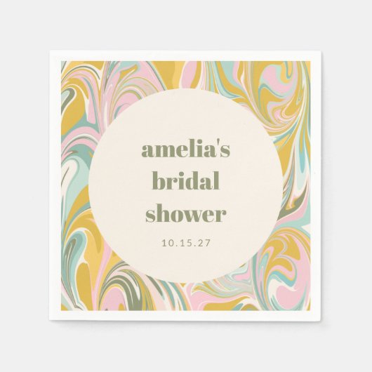 Schattige geel pastel Abstract aangepaste Vrijgeze Servet (Voorkant)
