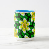 Schattige geel Plumeria Patroon Tweekleurige Koffiemok (Center)