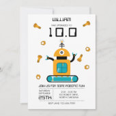 Schattige Geel Robot Thema Kinder Robots Verjaarda Kaart (Voorkant)