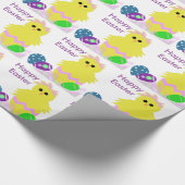 Schattige geel roze kippenei cadeaupapier (Hoek)