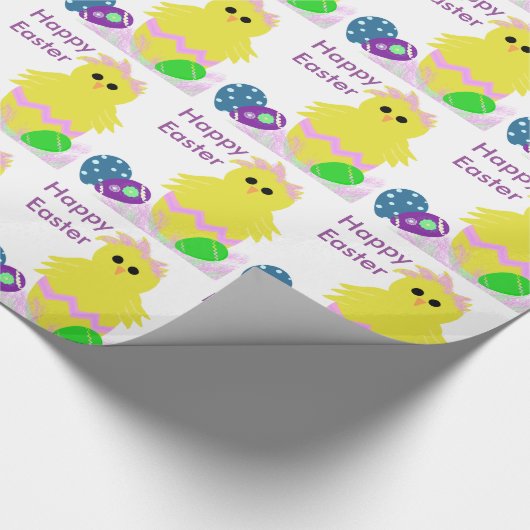 Schattige geel roze kippenei cadeaupapier (Hoek)