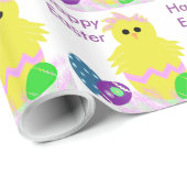 Schattige geel roze kippenei cadeaupapier (Rol Hoek)