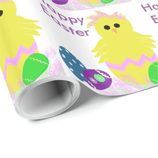 Schattige geel roze kippenei cadeaupapier (Rol Hoek)