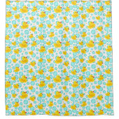 Schattige Geel Rubber Ducky en Bubbels Patroon Douchegordijn (Voorkant)