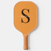 Schattige Geel Sinaasappel Monogram Initiaal + Naa Pickleball Paddle (Voorkant)