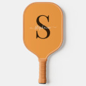 Schattige Geel Sinaasappel Monogram Initiaal + Naa Pickleball Paddle (Achterkant)