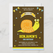 Schattige Geel Snail Kids Verjaardagsfeestuitnodig Kaart (Voorkant)