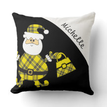 Schattige geel Tartan Santa met portemonnee