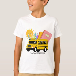 Schattige geel terug naar school bus jongen aangep t-shirt