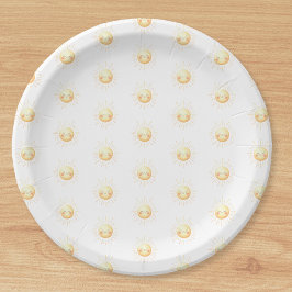 Schattige Geel Waterverf Sunshine Boho Whimsical Papieren Bordje