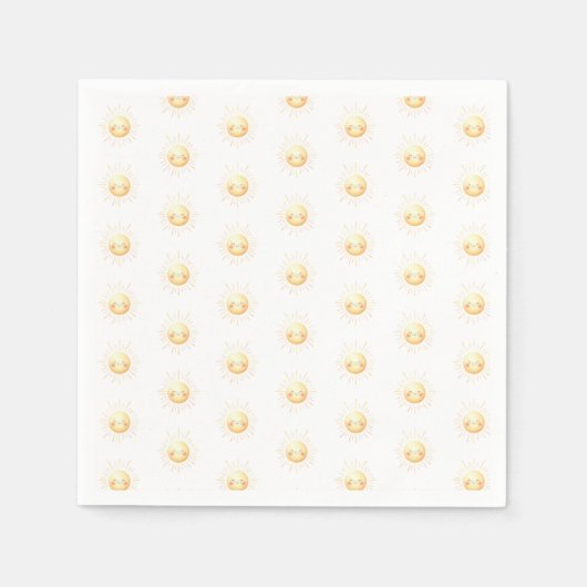 Schattige Geel Waterverf Sunshine Boho Whimsical Servet (Voorkant)