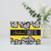 Schattige Geel zebra hart Sweet 16 Verjaardag Brie Briefkaart (Staand voorkant)